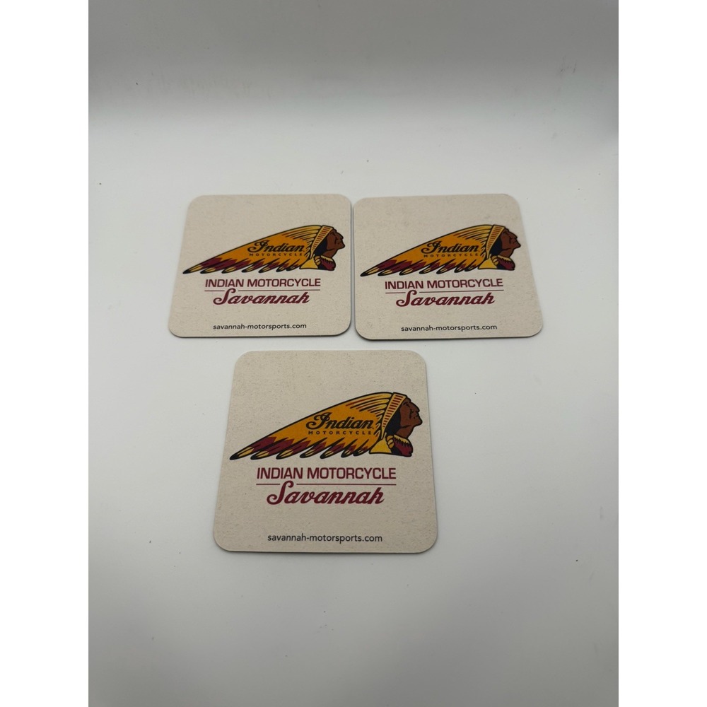Indian Motorcycle Savannah Coastal Empire Beer Co Coasters Set of 3 Double Sided